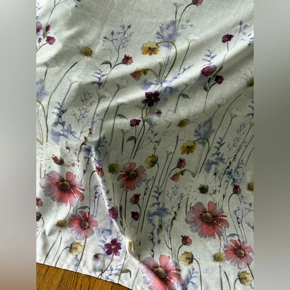 Croscill Shower Curtain Floral Flowers “Pressed Flowers” Linen Look 70.5”L x70”W